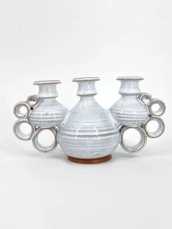 Discount Pamono Triple Studio Ceramic Candlestick by Leif and Lizzy Larsen, Denmark, 1970s