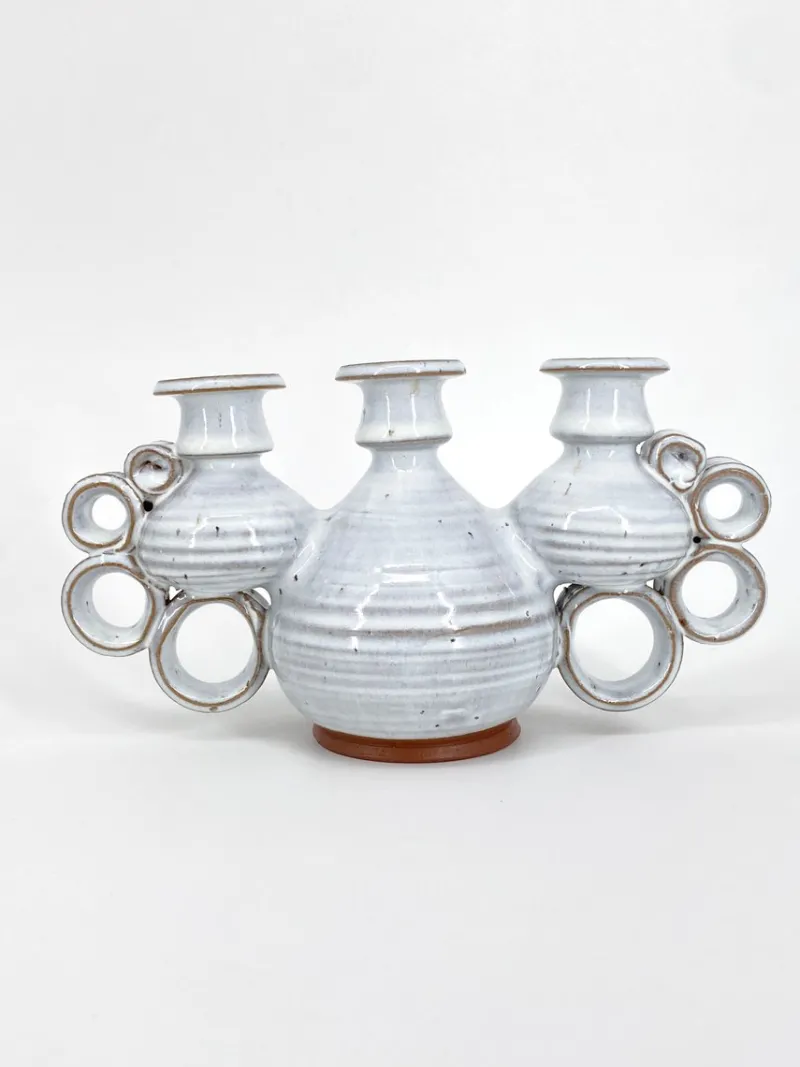 Discount Pamono Triple Studio Ceramic Candlestick by Leif and Lizzy Larsen, Denmark, 1970s