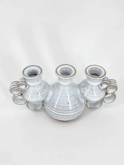 Discount Pamono Triple Studio Ceramic Candlestick by Leif and Lizzy Larsen, Denmark, 1970s