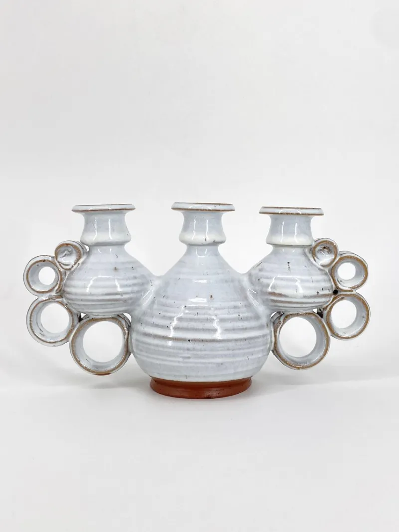 Discount Pamono Triple Studio Ceramic Candlestick by Leif and Lizzy Larsen, Denmark, 1970s