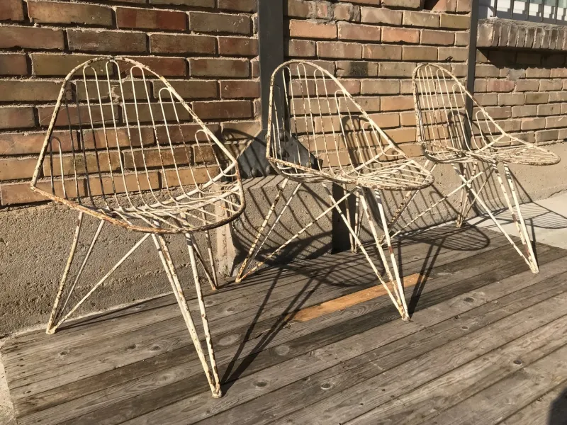 Pamono Tripod Iron Garden Chair, 1950s> Garden Seating