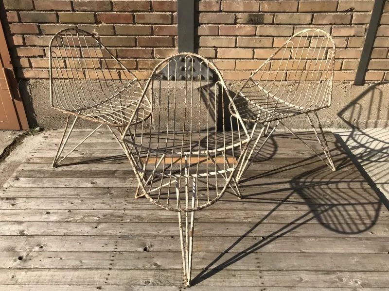 Pamono Tripod Iron Garden Chair, 1950s> Garden Seating