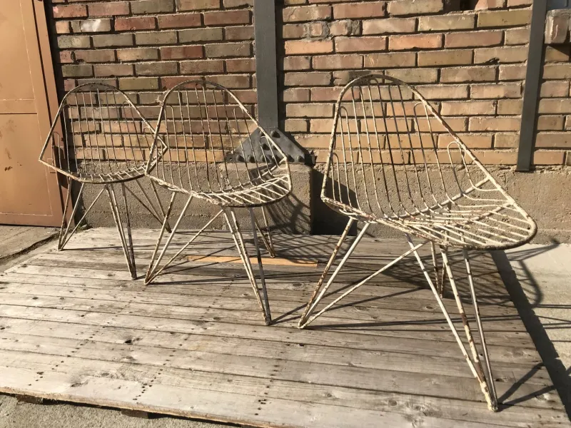 Pamono Tripod Iron Garden Chair, 1950s> Garden Seating