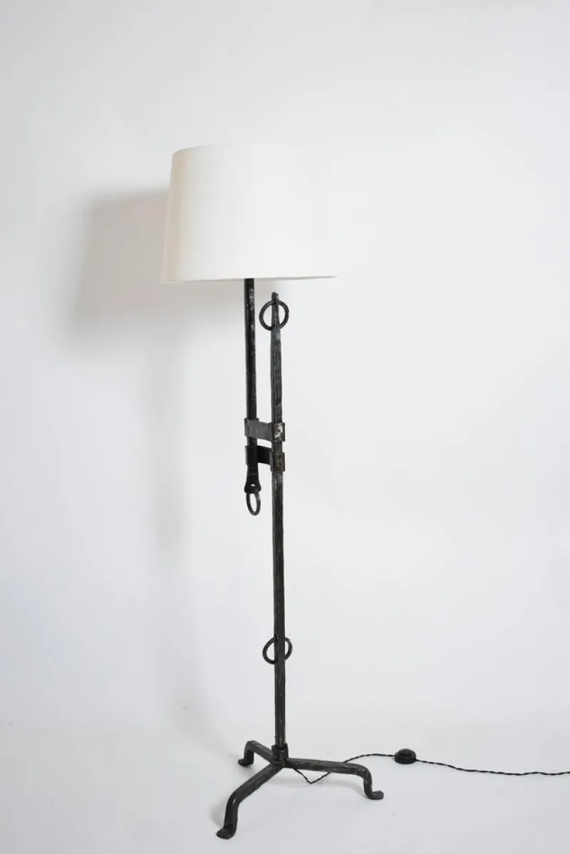 Sale Pamono Tripod Wrought Iron Floor Lamp, 1950s