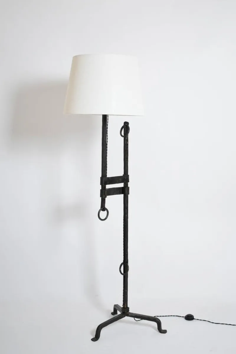 Sale Pamono Tripod Wrought Iron Floor Lamp, 1950s