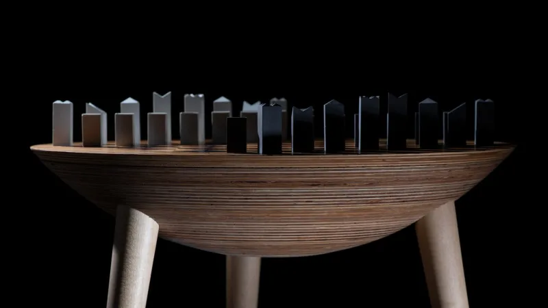Pamono Trojan Chess Table from Futuro Studio, 2019, Set of 33> Game Tables