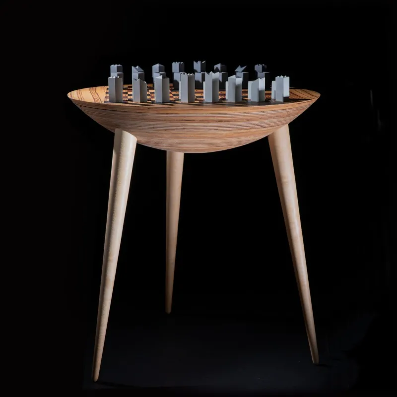 Pamono Trojan Chess Table from Futuro Studio, 2019, Set of 33> Game Tables