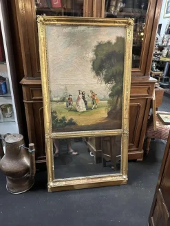 Pamono Trumeau Mirror with Romantic Painting, 1800s> Mirrors