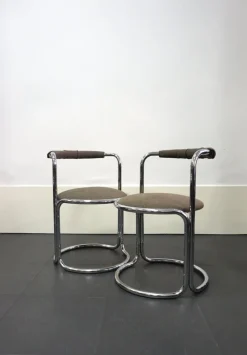 Pamono Tubular Steel Chairs, Italy, 1970s, Set of 4