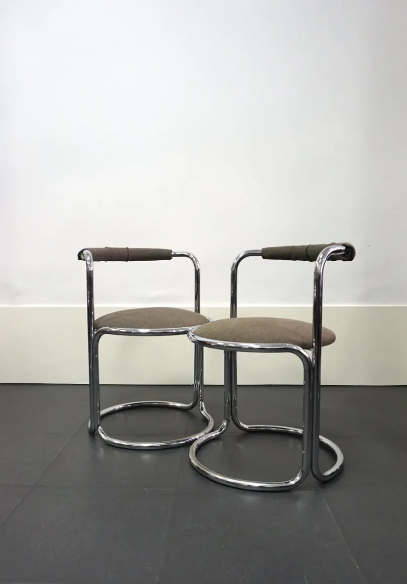 Pamono Tubular Steel Chairs, Italy, 1970s, Set of 4