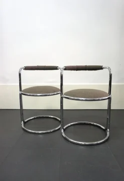 Pamono Tubular Steel Chairs, Italy, 1970s, Set of 4