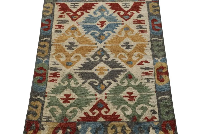 Pamono Turkish Style Rug with Polychromatic Geometric Patterns from R&K Principal Jahanshah Nazmiyal> Carpets & Textiles|Carpets & Textiles