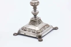 Pamono Turned Silver Candlesticks with Embossed Floral Motifs, Set of 2> Candleholders