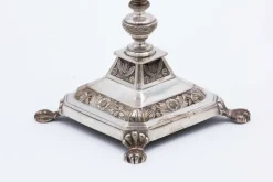 Pamono Turned Silver Candlesticks with Embossed Floral Motifs, Set of 2><noscript><img width=