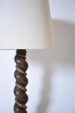 Sale Pamono Turned Wood Laurel Column Lamp, 19th Century