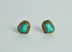 Online Pamono Turquoise and Sterling Silver Ear Clips by Erik Poul Fenster, Denmark, 1960s, Set of 2