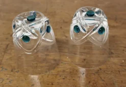 Pamono Turquoise Crystal Whiskey Tumbler Set from Lalique, 1950s, Set of 7><noscript><img width=