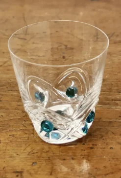 Pamono Turquoise Crystal Whiskey Tumbler Set from Lalique, 1950s, Set of 7><noscript><img width=