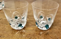 Pamono Turquoise Crystal Whiskey Tumbler Set from Lalique, 1950s, Set of 7><noscript><img width=