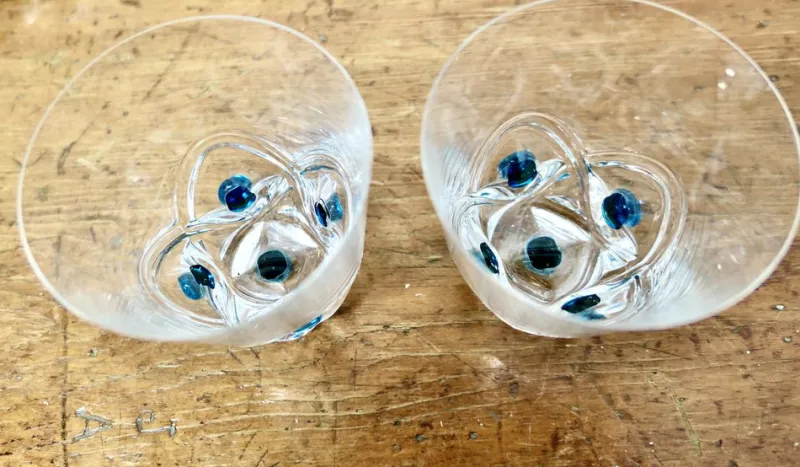 Pamono Turquoise Crystal Whiskey Tumbler Set from Lalique, 1950s, Set of 7> Glassware