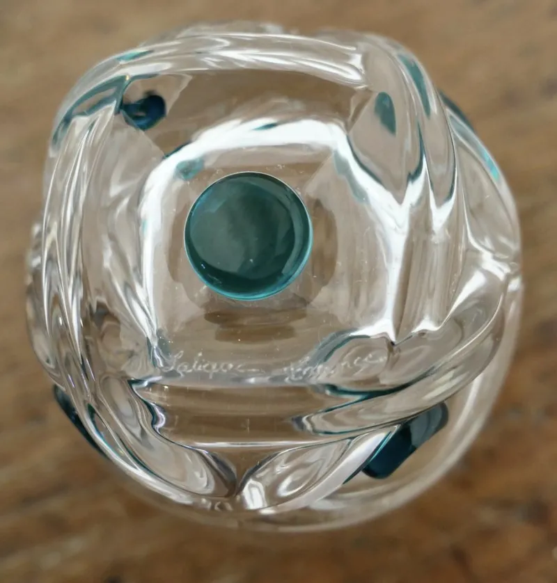Pamono Turquoise Crystal Whiskey Tumbler Set from Lalique, 1950s, Set of 7> Glassware