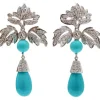 Online Pamono Turquoise, Diamonds and Platinum Dangle Earrings, Set of 2