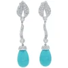 Sale Pamono Turquoise, Diamonds and Platinum Dangle Earrings, Set of 2