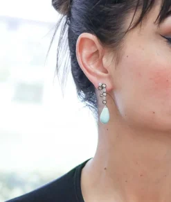 Sale Pamono Turquoise, Diamonds and White Gold Earrings, Set of 2