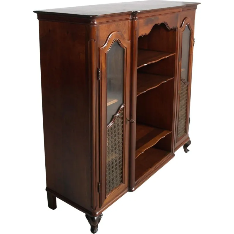 Clearance Pamono Tuscan Baroque Style Walnut Display Sideboard with Brass Grilles by Michele Bonciani, 1940s