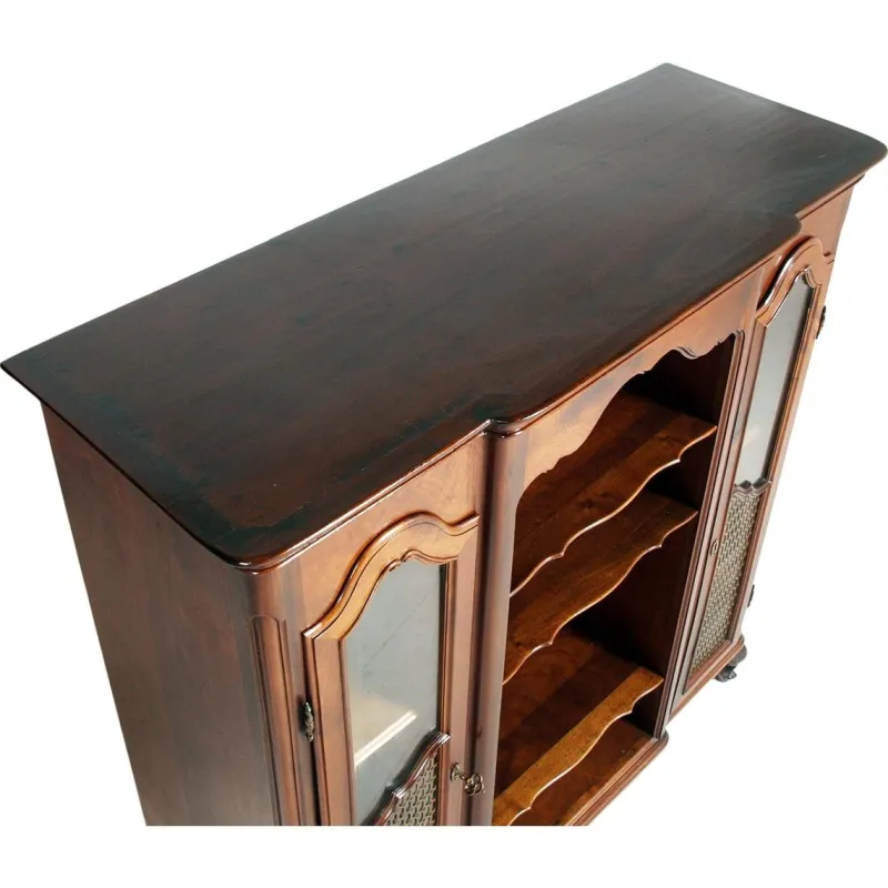 Clearance Pamono Tuscan Baroque Style Walnut Display Sideboard with Brass Grilles by Michele Bonciani, 1940s