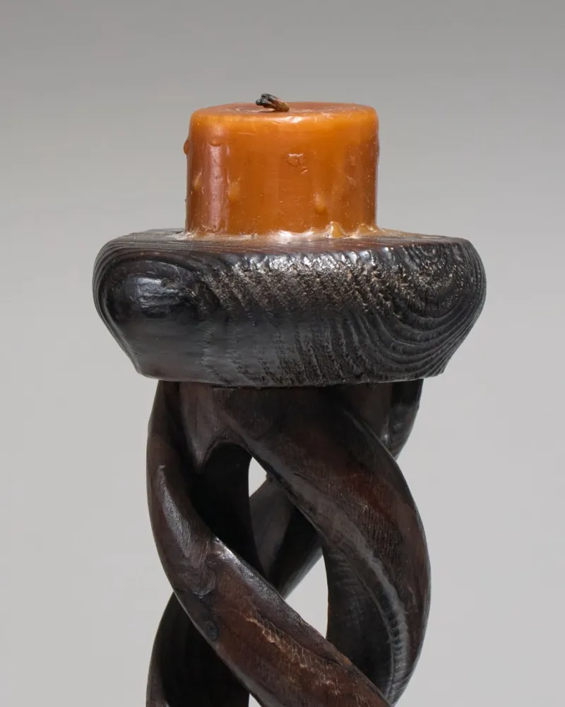 Hot Pamono Twisted Wood Candlesticks, 1950s, Set of 2