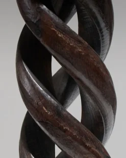 Hot Pamono Twisted Wood Candlesticks, 1950s, Set of 2