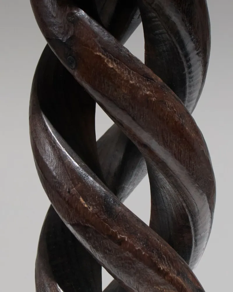 Hot Pamono Twisted Wood Candlesticks, 1950s, Set of 2