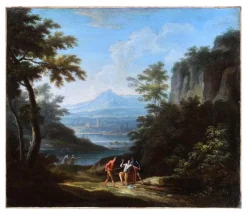 Pamono Two Arcadic Landscapes - J.F. Van Bloemen (follower of) - Oil on Canvas 18th Century> Old Masters
