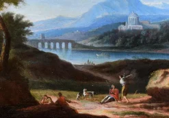 Pamono Two Arcadic Landscapes - J.F. Van Bloemen (follower of) - Oil on Canvas 18th Century><noscript><img width=