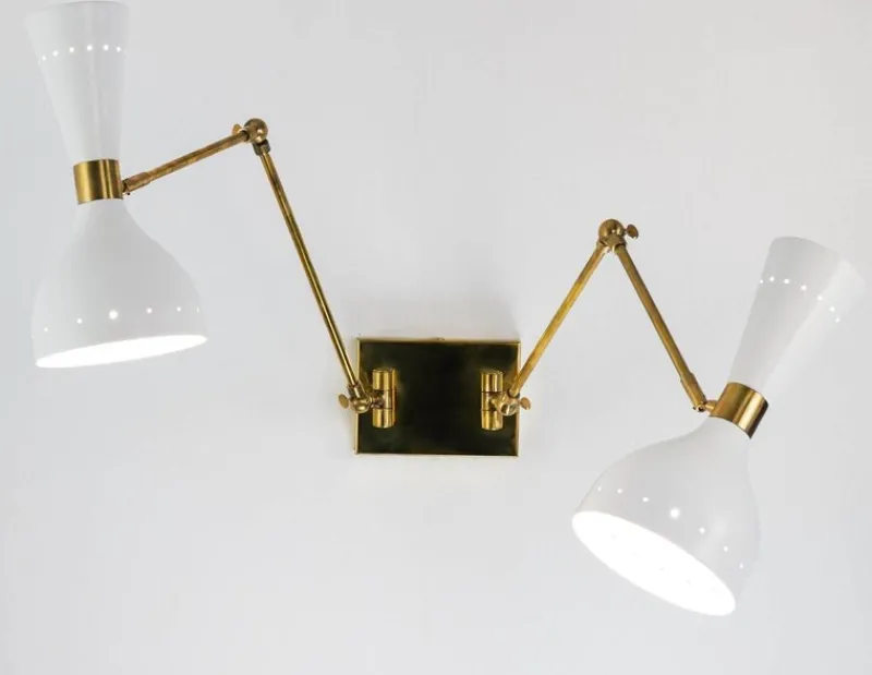 Outlet Pamono Two Arms Adjustable Articulated Sconce by Silvio Piattelli