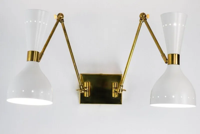 Outlet Pamono Two Arms Adjustable Articulated Sconce by Silvio Piattelli