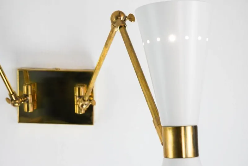 Outlet Pamono Two Arms Adjustable Articulated Sconce by Silvio Piattelli