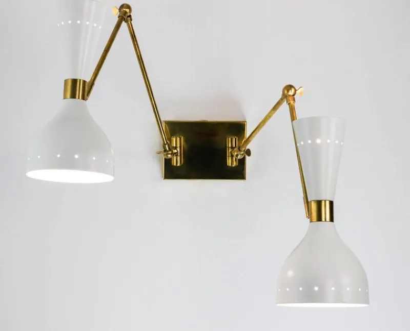 Outlet Pamono Two Arms Adjustable Articulated Sconce by Silvio Piattelli
