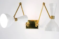 Outlet Pamono Two Arms Adjustable Articulated Sconce by Silvio Piattelli