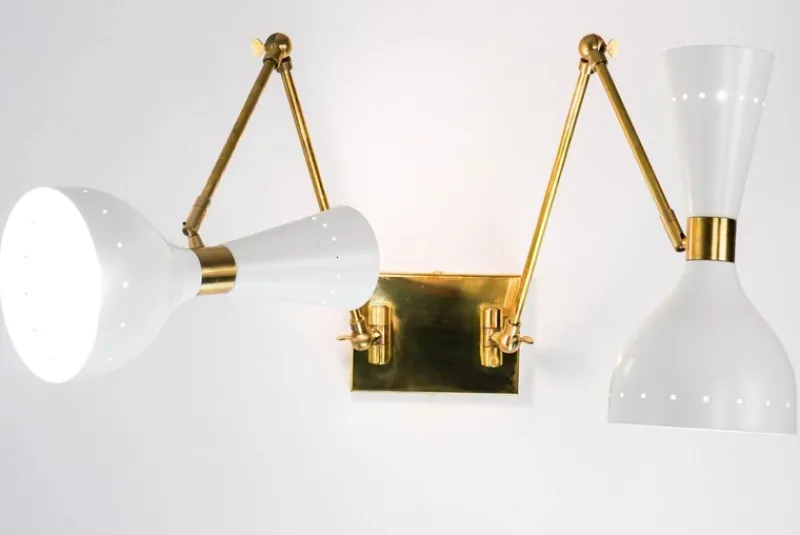 Outlet Pamono Two Arms Adjustable Articulated Sconce by Silvio Piattelli