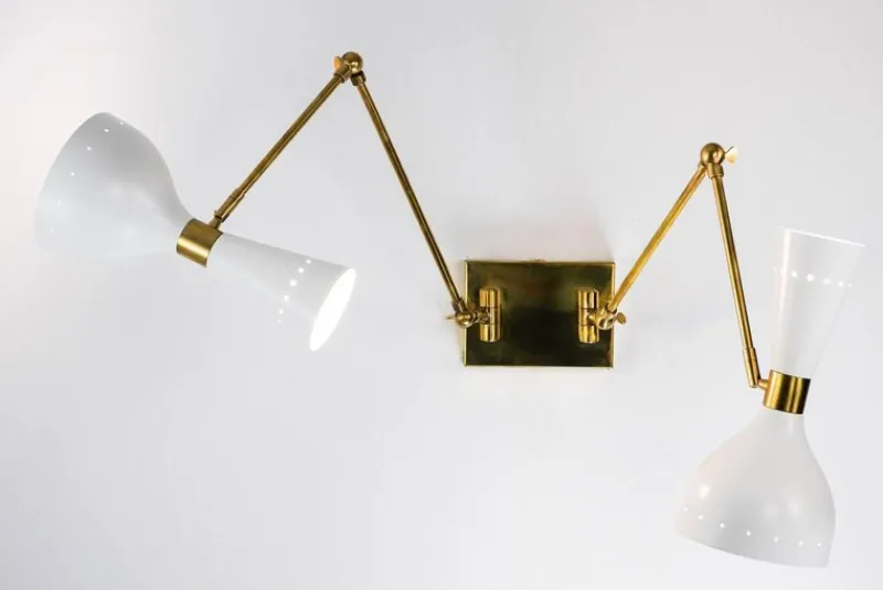 Outlet Pamono Two Arms Adjustable Articulated Sconce by Silvio Piattelli