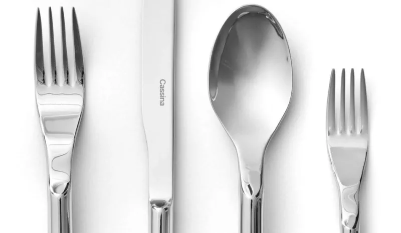 Pamono Two Faces of the Moon Cutlery Set by Afra & Tobia Scarpa for Cassina, Set of 24> Tabletop|Cutlery & Serving Utensils