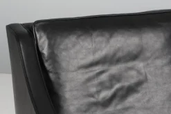 Pamono Two-Seat Sofa in Black Leather by Børge Mogensen for Fredericia> Couches & Sofas