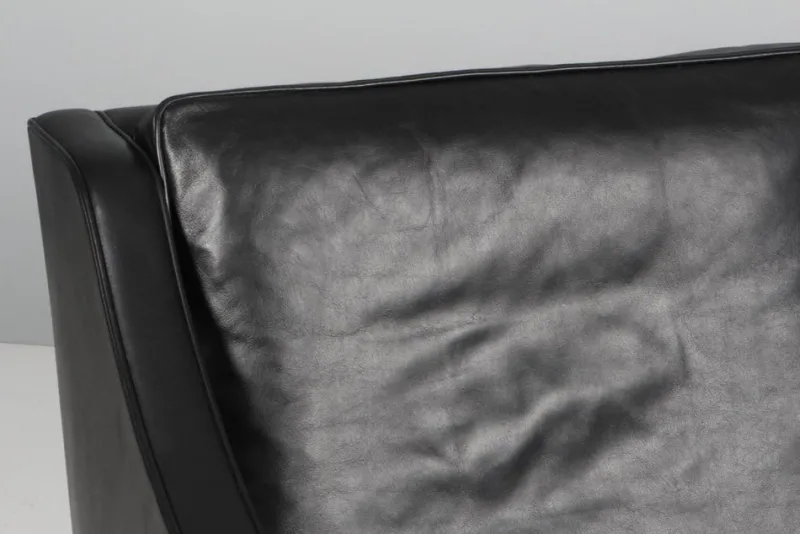 Pamono Two-Seat Sofa in Black Leather by Børge Mogensen for Fredericia> Couches & Sofas