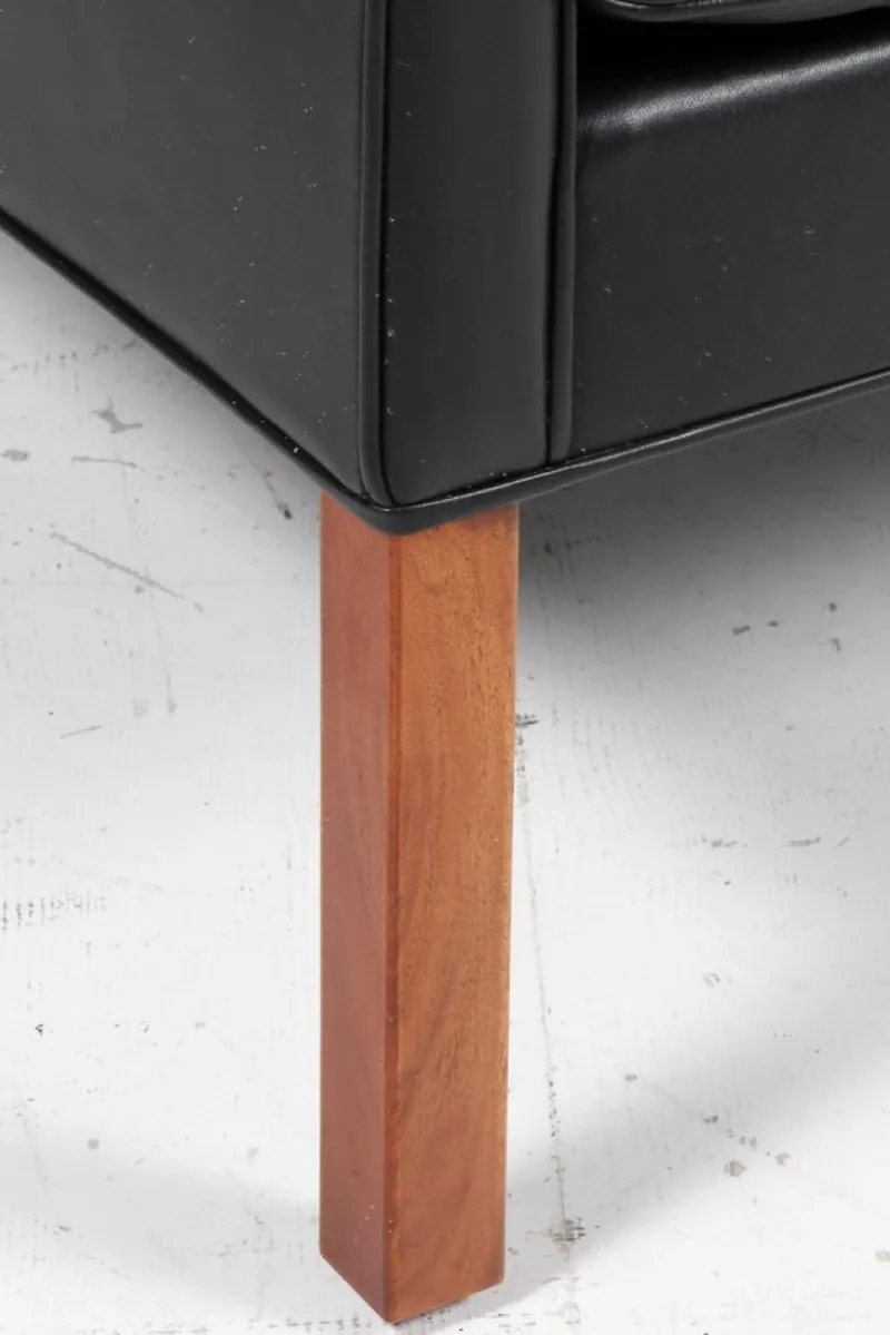 Pamono Two-Seat Sofa in Black Leather by Børge Mogensen for Fredericia> Couches & Sofas