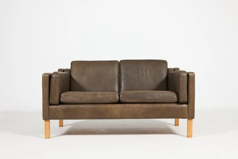 Clearance Pamono Two-Seater Sofa in Leather from Vemb, 1980s