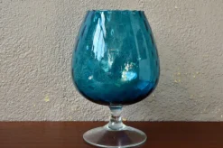Pamono Two-Tone Blue and Clear Glass Cup from Empoli, 1970s> Glassware