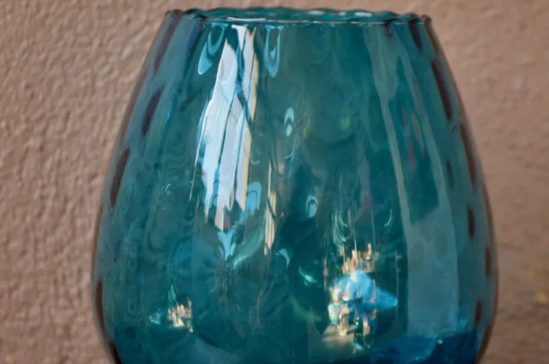 Pamono Two-Tone Blue and Clear Glass Cup from Empoli, 1970s> Glassware