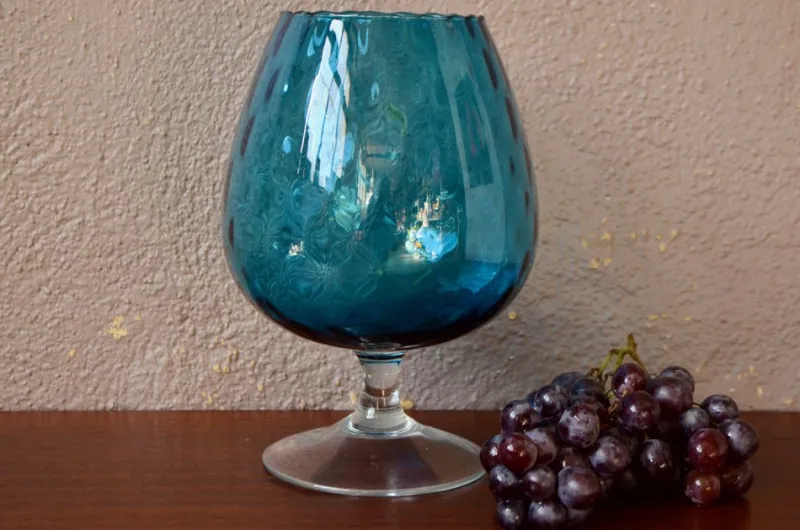 Pamono Two-Tone Blue and Clear Glass Cup from Empoli, 1970s> Glassware